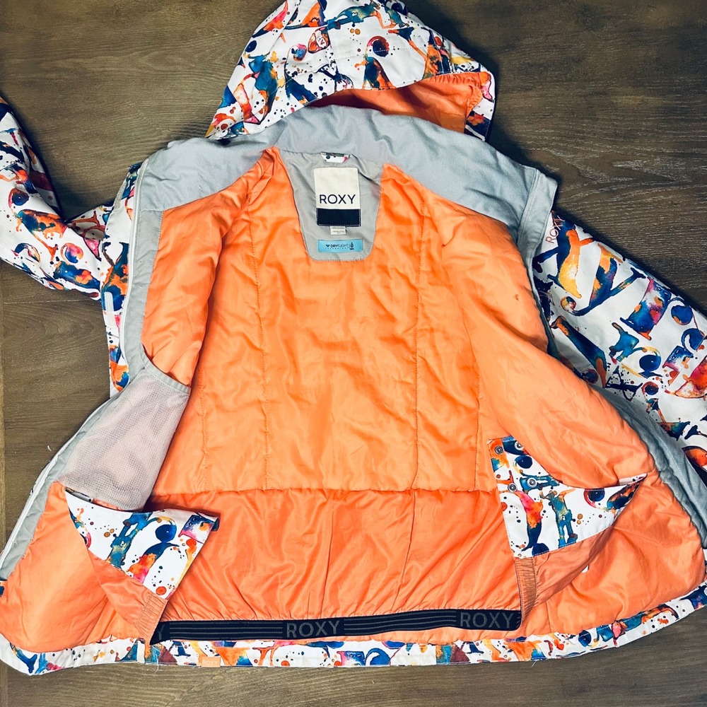 Roxy Kids Snowboard Ski Jacket Colorful Print Hooded Winter Coat sz 16 XXL - Picture 9 of 13